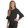 Girl's Rock N Roll Cowgirl Smocked Bell Sleeve Top
