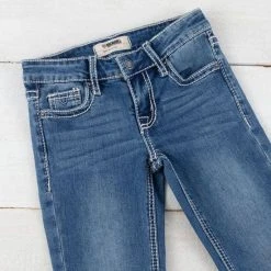 Rock & Roll Denim Girls Hint Of Cowhide Jeans -BuckarooBoutique 12925 front a