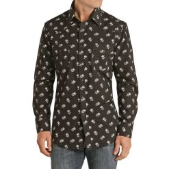 Men's Rock N Roll Cowboy Vintage 46 Black Floral Snap Shirt