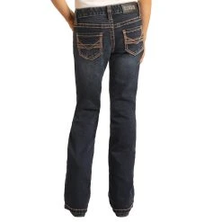 Girls Rock & Roll Denim Dark Wash Stretch Bootcut Jean