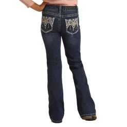 Rock & Roll Denim Girl's Extra Stretch Dark Wash Bootcut Jeans