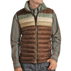Rock N Roll Cowboy Men's Brown Poly Fill Puffer Vest