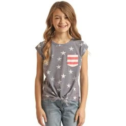 Rock & Roll Denim N Girls Stars And Stripes Pocket Tee