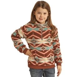Rock & Roll Denim Girl's Aztec Sherpa Pullover
