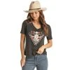 Rock & Roll Denim Cowgirl V-neck Graphic Tee -BuckarooBoutique 156217 default l