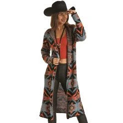 Rock & Roll Denim Women's Long Knit Cardigan With Hood