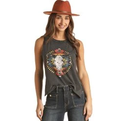 Rock & Roll Denim Cowgirl Graphic Tank