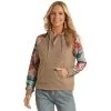 Rock & Roll Denim Women's Aztec Sleeve Snap-Neck Hoodie -BuckarooBoutique 156379 default l