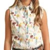 Rock & Roll Denim Girl's Sleeveless Western Print Snap Shirt -BuckarooBoutique 157504 default l