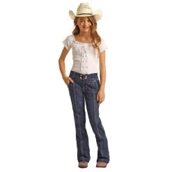 Rock & Roll Denim Girl's Sailor Button Trousers