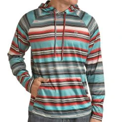 Rock & Roll Denim Turquoise Lightweight Serape Hoodie