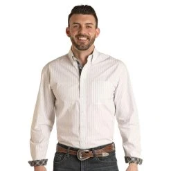 Rock N Roll Cowboy Men's Stripe Fancy Long Sleeve Button Down