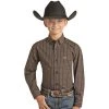 Rock & Roll Denim Panhandle Boy's Blue Checker Print Button Down -BuckarooBoutique 158761 default l