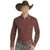 Rock N Roll Cowboy Burgundy Geo Print Button-Down Shirt -BuckarooBoutique 159298 default l