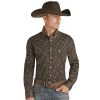 Rock N Roll Cowboy Brown Paisley Print Button-Down Shirt -BuckarooBoutique 159304 default l