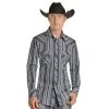 Rock N Roll Cowboy Grey Aztec Print Snap Shirt -BuckarooBoutique 159305 default l