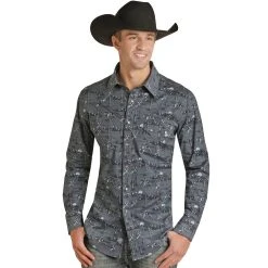 Rock N Roll Cowboy Conversational Woven Western Shirt