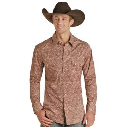 Rock N Roll Cowboy Paisley Print Western Shirt