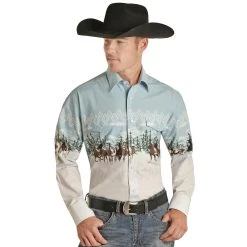 Rock N Roll Cowboy Men's Panhandle Wild Horse Snap Shirt
