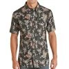 Rock N Roll Cowboy Navy Tropical Ripstop Snap Shirt -BuckarooBoutique 159529 default l
