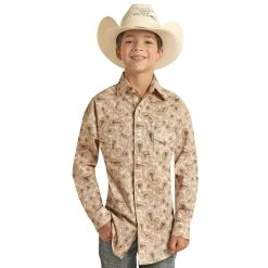 Rock & Roll Denim Brown Paisley Vintage Snap Shirt