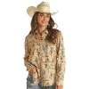 Rock & Roll Denim Women's Desert Tan Long Sleeve Snap Shirt -BuckarooBoutique 162381 default l