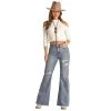 Rock & Roll Denim Womens Distressed Comfort Flare -BuckarooBoutique 162526 default l