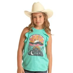 Rock & Roll DenimGirls Graphic Tank With Ruffles