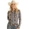 Rock & Roll Denim N Womens Snap Shirt With Aztec Print -BuckarooBoutique 162800 default l