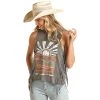 Rock & Roll Denim N Womens Graphic Tank With Fringe -BuckarooBoutique 162825 default l