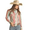 Rock & Roll Denim And Womens Jade Stripe Snap Shirt -BuckarooBoutique 163094 default l