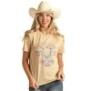 Rock & Roll Denim And Womens Beige Graphic Tee -BuckarooBoutique 163104 default l