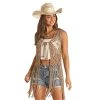 Rock & Roll Denim Women's Crochet Vest With Fringe -BuckarooBoutique 164798 default l