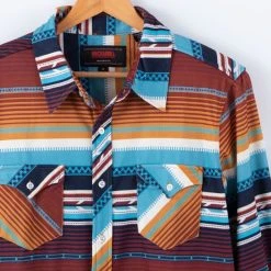 Rock & Roll Denim Sours Serape Shirt -BuckarooBoutique 33788 detail A