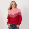 Rock & Roll Denim Shades Of Red Chevron Sweater -BuckarooBoutique 36079