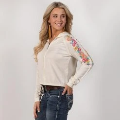 Rock & Roll Denim Looking Fine & Floral Hoodie