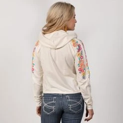 Rock & Roll Denim Looking Fine & Floral Hoodie -BuckarooBoutique 36083 alt2
