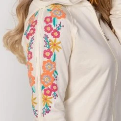 Rock & Roll Denim Looking Fine & Floral Hoodie -BuckarooBoutique 36083 alt3