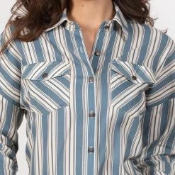 Rock & Roll Denim Sassy Stripes Top -BuckarooBoutique 36107 alt2
