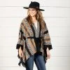 Rock & Roll Denim On The Fringe Poncho Top