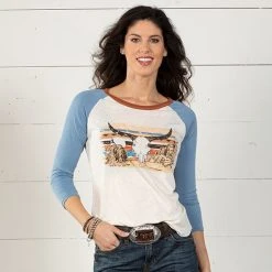 Rock & Roll Denim Long Life Baseball Tee