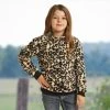 Rock & Roll Denim Girls Leopard Sherpa Pullover