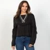 Rock & Roll Denim Fun Fringe Black Sweater