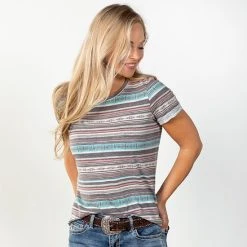 Rock & Roll Denim Turquoise & Chocolate Serape Tee