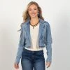 Rock & Roll Denim Cropped Denim Fringe Blazer