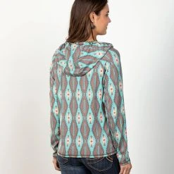 Rock & Roll Denim Cacao Hoodie -BuckarooBoutique 67315 alt2