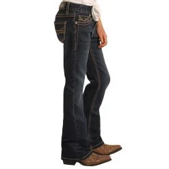 Girls Rock & Roll Denim Dark Wash Stretch Bootcut Jean -BuckarooBoutique G5 1700 2