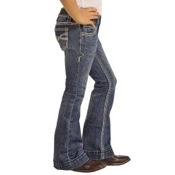 Rock & Roll Denim Girl's Extra Stretch Dark Wash Trousers -BuckarooBoutique G5F9516 3