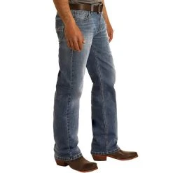 Rock N Roll Cowboy Men's And Double Barrel Light Wash Jeans -BuckarooBoutique M0S7716 2