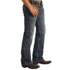 Rock N Roll Cowboy Men's And Pistol Straight Dark Wash Jeans -BuckarooBoutique M1P8282 2